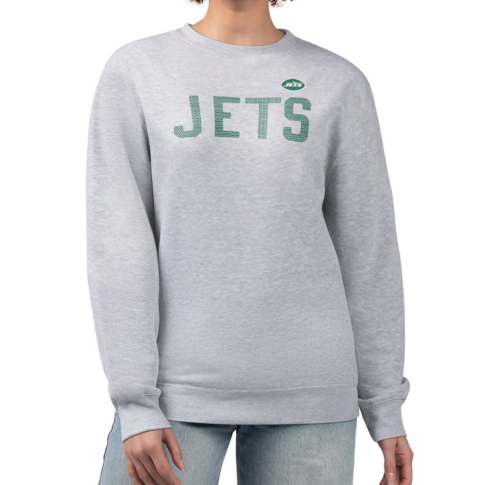 New York Jets G-III 4Her by Carl Banks Women's Dot Print Fleece Pullover Sweatshirt - Heather Gray Pullover