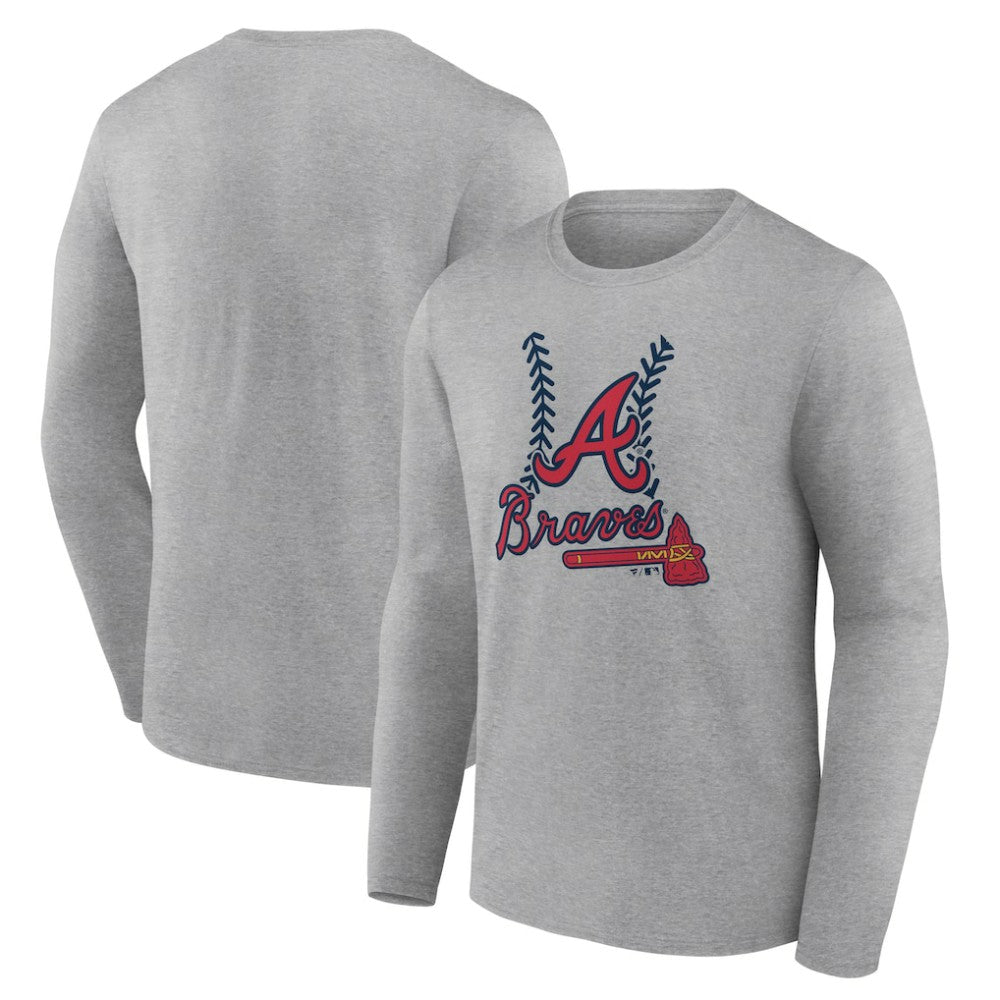 Atlanta Braves Fastball Long Sleeve T-Shirt - Gray T-shirts