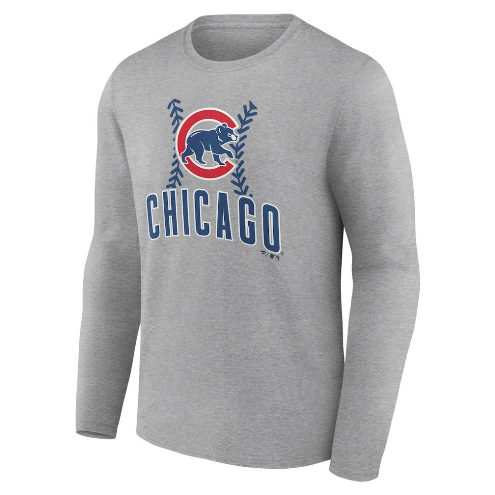 Chicago Cubs Fastball Long Sleeve T-Shirt - Gray T-shirts