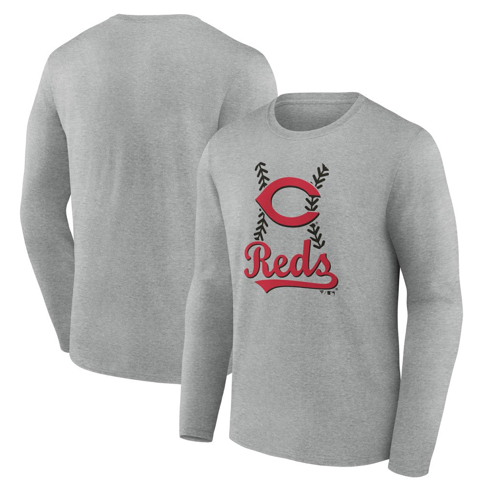 Cincinnati Reds Fastball Long Sleeve T-Shirt - Gray T-shirts