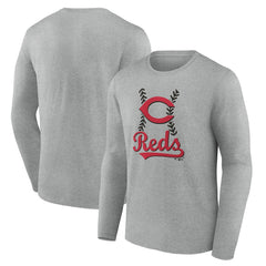 Cincinnati Reds Fastball Long Sleeve T-Shirt - Gray T-shirts