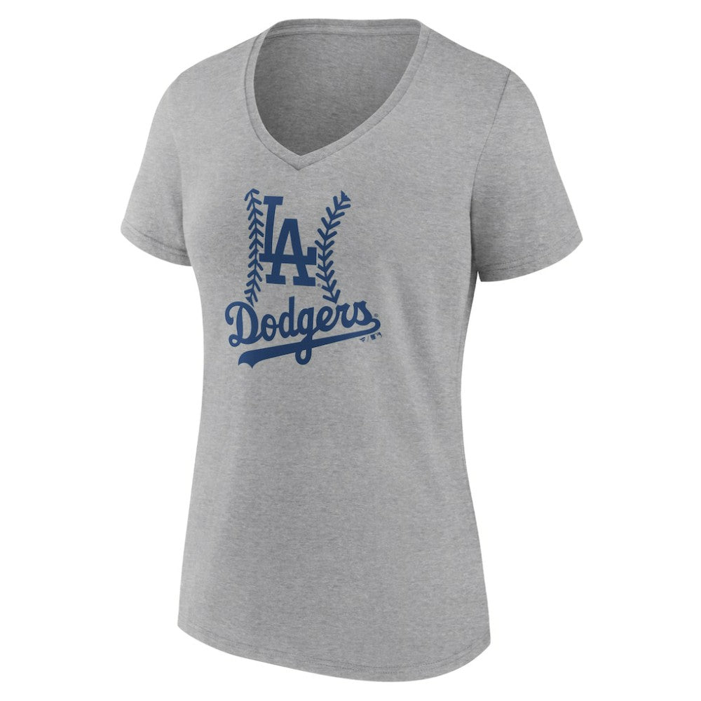 Los Angeles Dodgers Women's Fastball V-Neck T-Shirt - Gray T-shirts