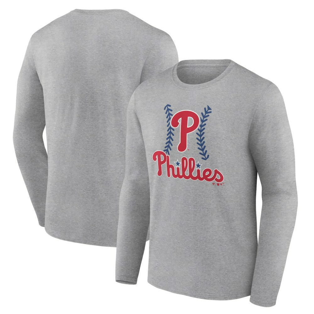Philadelphia Phillies Fastball Long Sleeve T-Shirt - Gray T-shirts