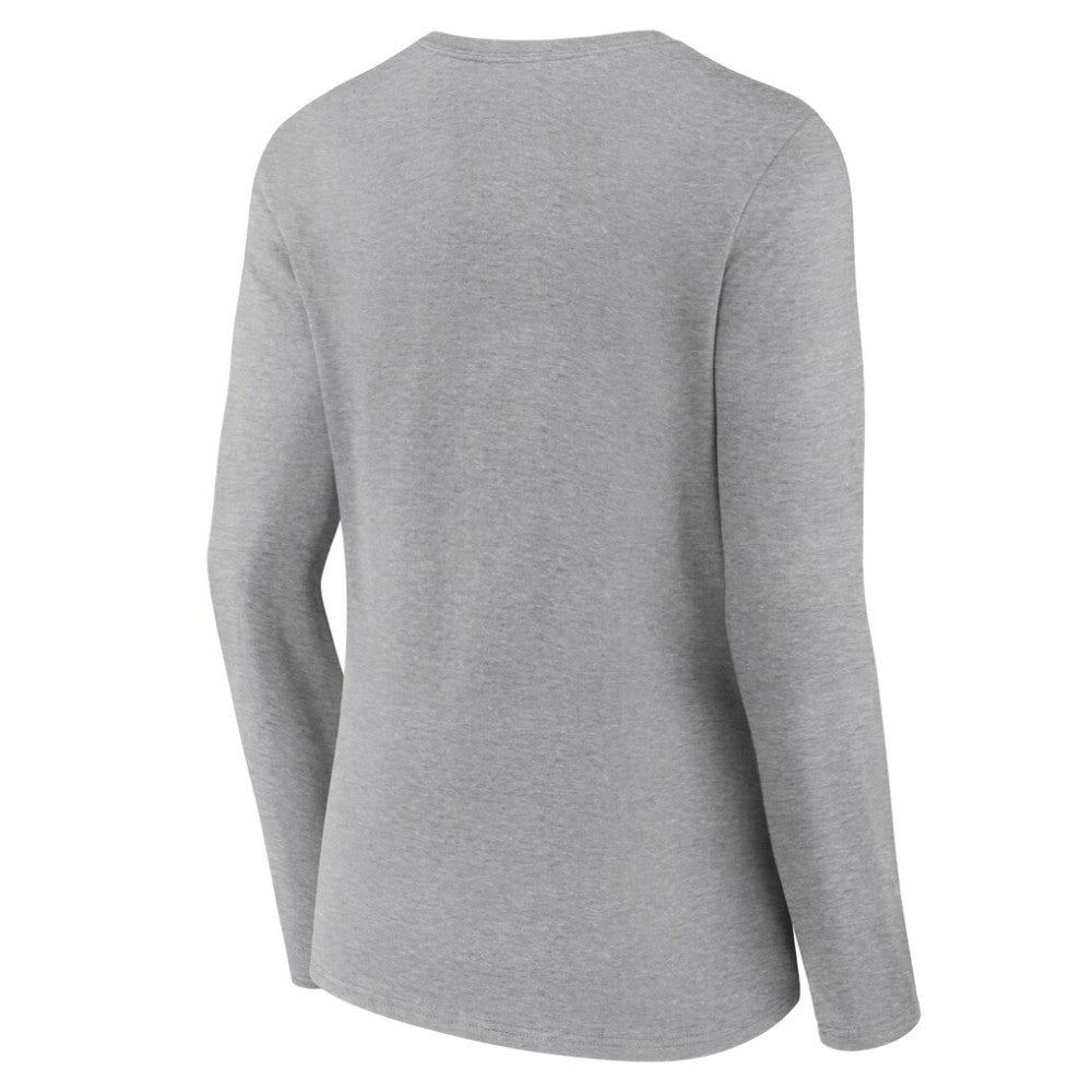 Philadelphia Phillies Women's Fastball Long Sleeve V-Neck T-Shirt - Gray T-shirts