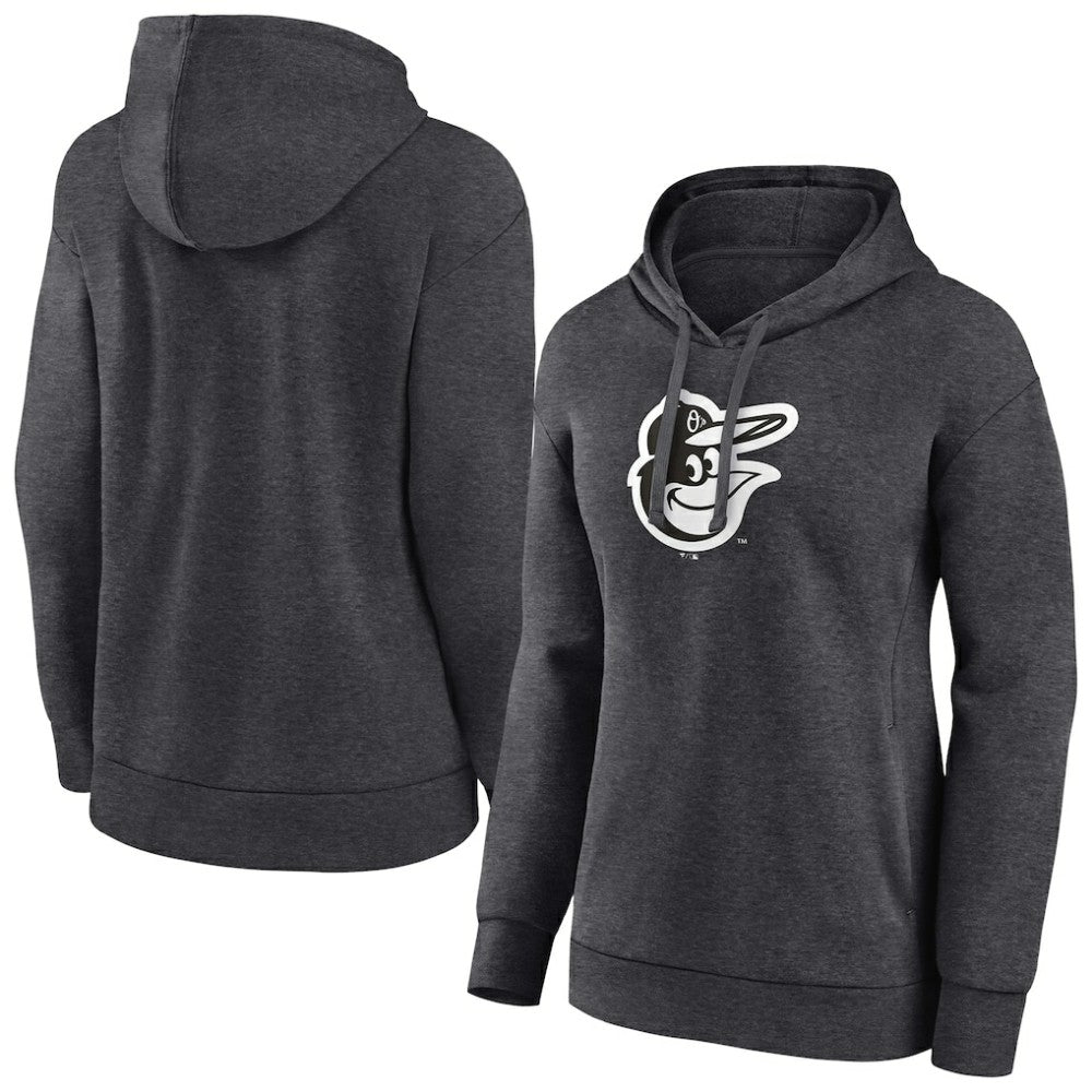 Baltimore Orioles Women's Monochrome Pullover Hoodie - Charcoal Hoodies