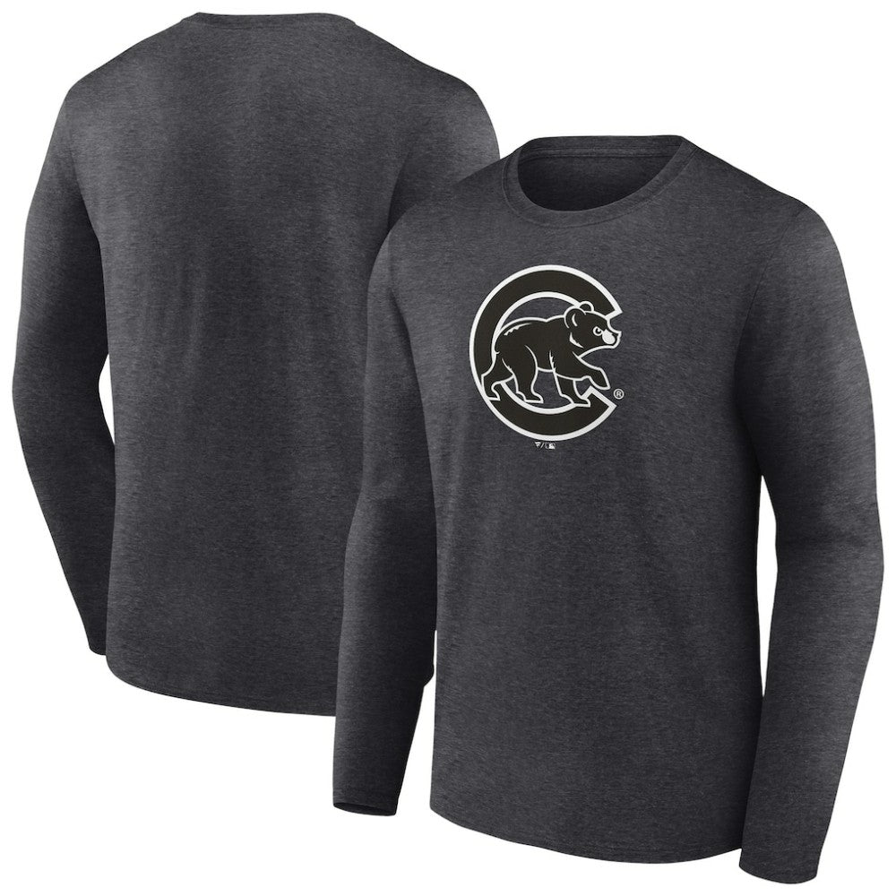 Chicago Cubs Monochrome Long Sleeve T-Shirt - Charcoal T-shirts