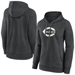 Cincinnati Reds Women's Monochrome Pullover Hoodie - Charcoal Hoodies
