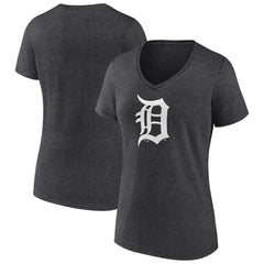 Detroit Tigers Women's Monochrome V-Neck T-Shirt - Charcoal T-shirts
