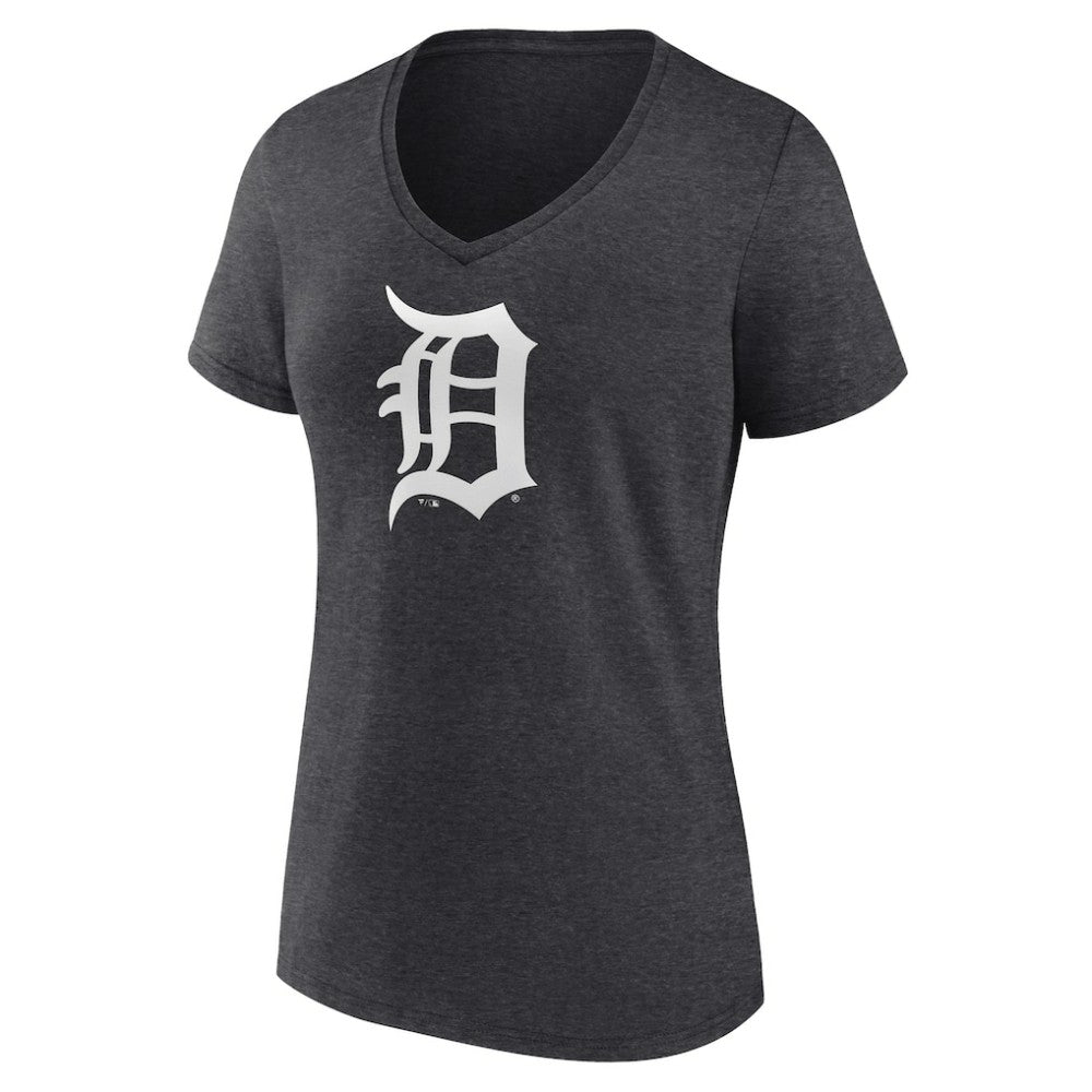 Detroit Tigers Women's Monochrome V-Neck T-Shirt - Charcoal T-shirts