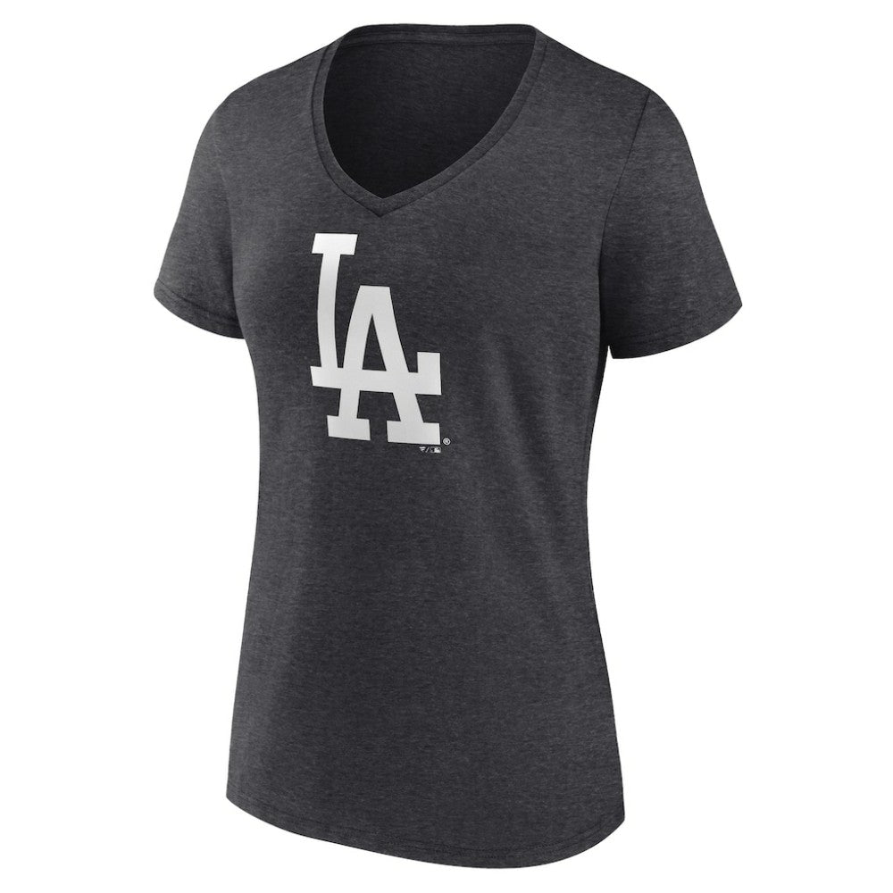 Los Angeles Dodgers Women's Monochrome V-Neck T-Shirt - Charcoal T-shirts