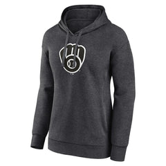 Milwaukee Brewers Women's Monochrome Pullover Hoodie - Charcoal Hoodies