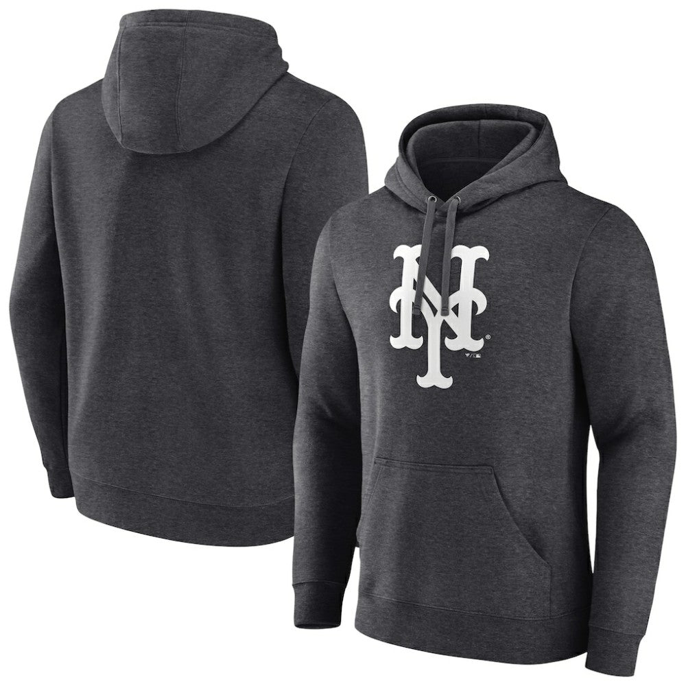 New York Mets Monochrome Pullover Hoodie - Charcoal Hoodies