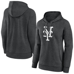 New York Mets Women's Monochrome Pullover Hoodie - Charcoal Hoodies