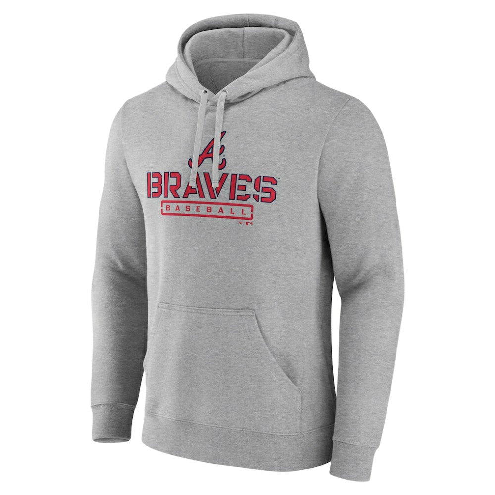 Atlanta Braves Evanston Stencil Pullover Hoodie - Gray Hoodies