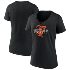 Baltimore Orioles Women's Stellar V-Neck T-Shirt - Black T-shirts