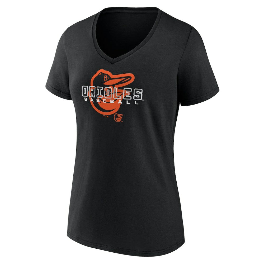 Baltimore Orioles Women's Stellar V-Neck T-Shirt - Black T-shirts