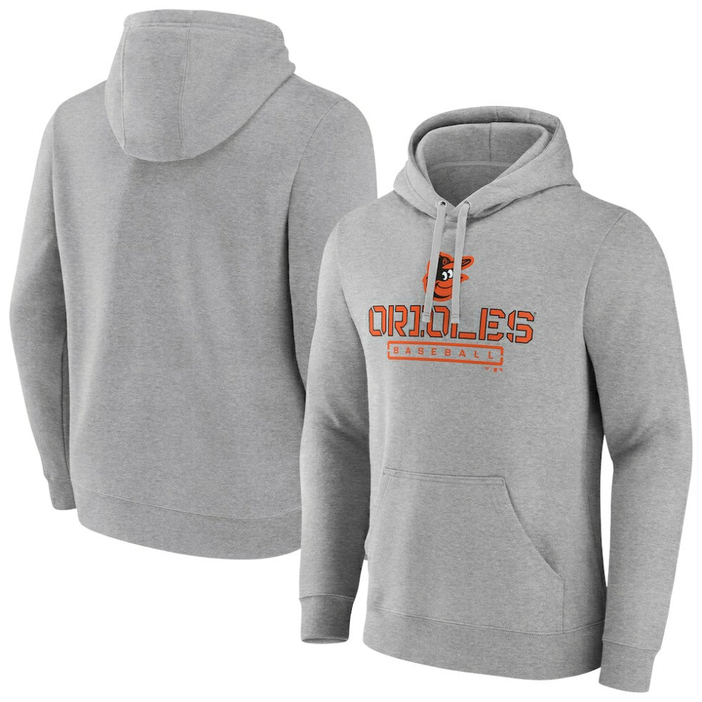 Baltimore Orioles Evanston Stencil Pullover Hoodie - Gray Hoodies