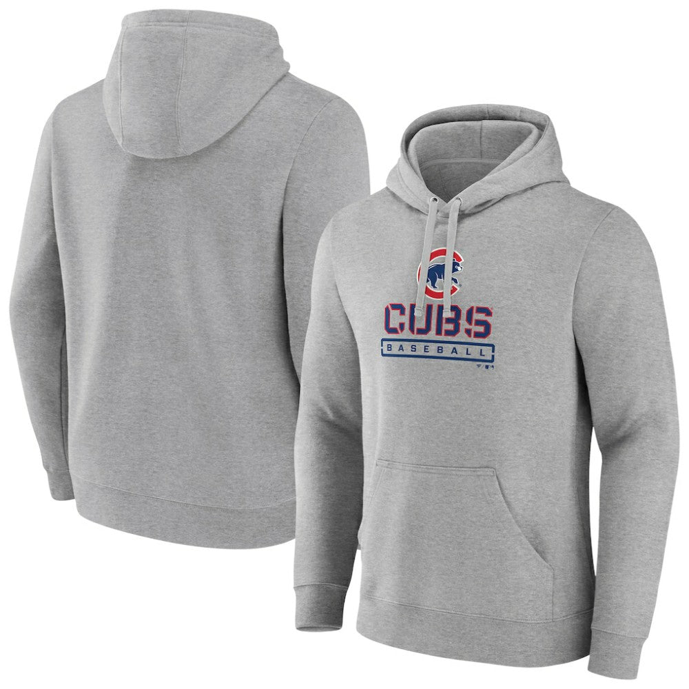 Chicago Cubs Evanston Stencil Pullover Hoodie - Gray Hoodies