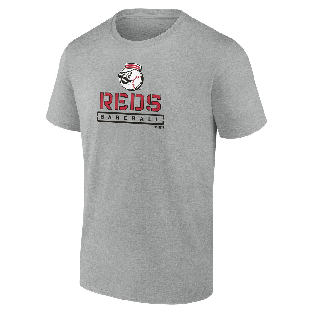 Cincinnati Reds Evanston Stencil T-Shirt - Heather Gray T-shirts