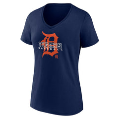 Detroit Tigers Women's Stellar V-Neck T-Shirt - Navy T-shirts