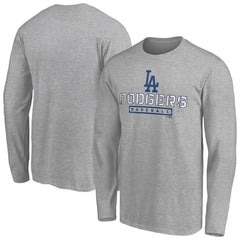 Los Angeles Dodgers Evanston Stencil Long Sleeve T-Shirt - Gray T-shirts