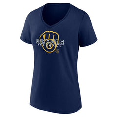 Milwaukee Brewers Women's Stellar V-Neck T-Shirt - Navy T-shirts