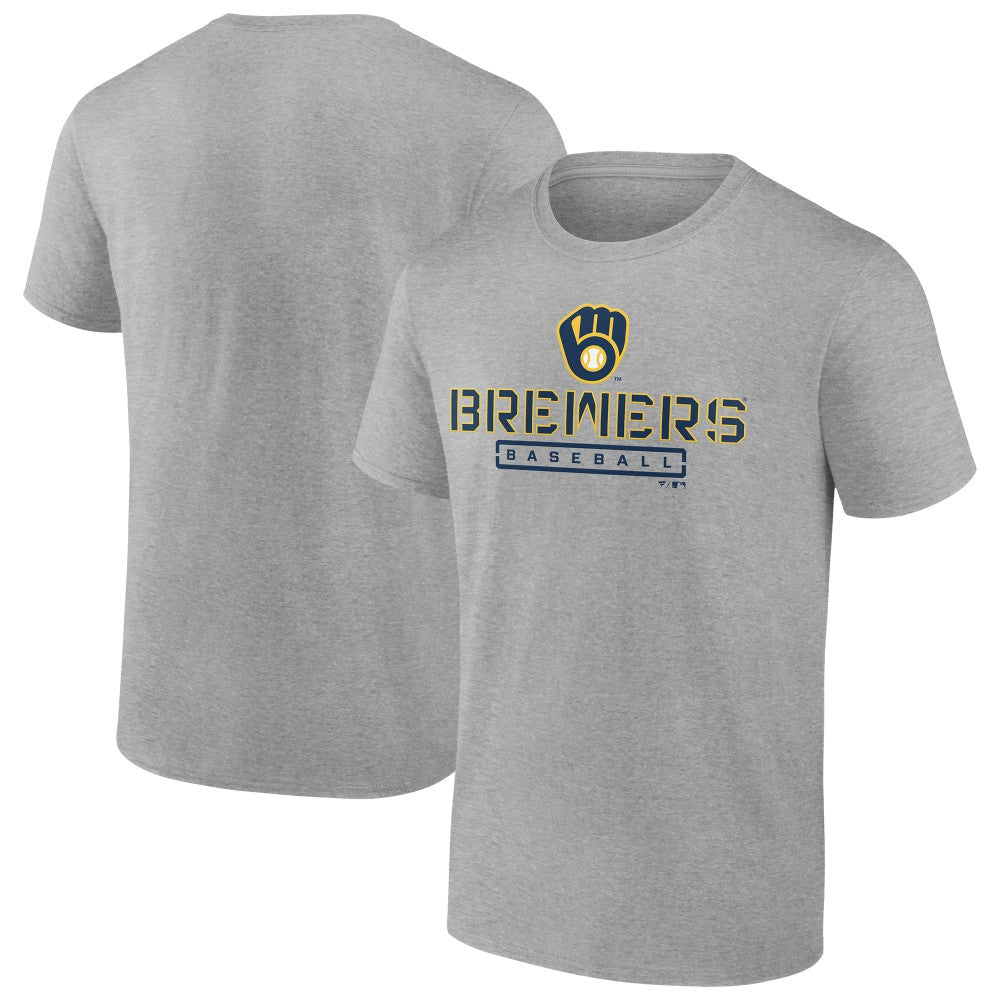 Milwaukee Brewers Evanston Stencil T-Shirt - Heather Gray T-shirts