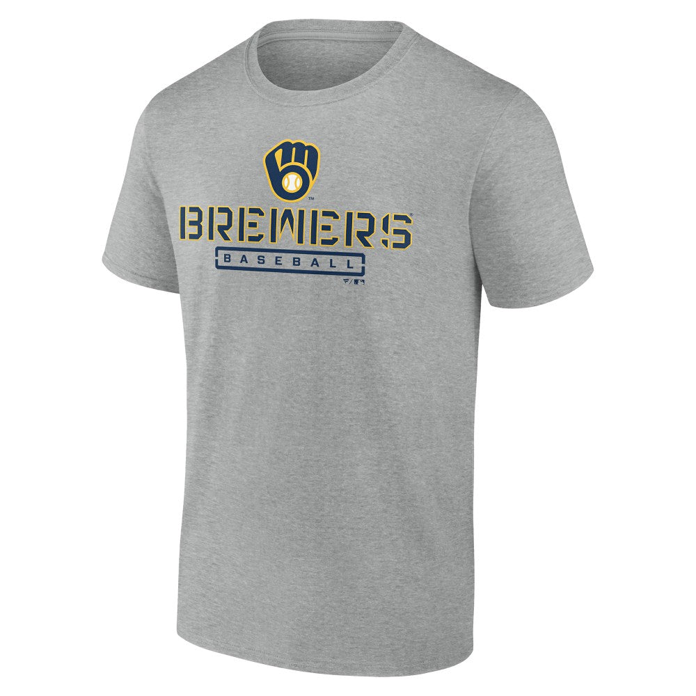 Milwaukee Brewers Evanston Stencil T-Shirt - Heather Gray T-shirts