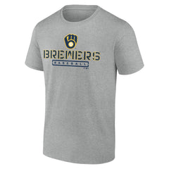 Milwaukee Brewers Evanston Stencil T-Shirt - Heather Gray T-shirts