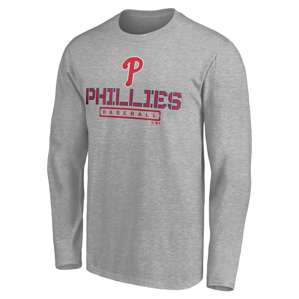 Philadelphia Phillies Evanston Stencil Long Sleeve T-Shirt - Gray T-shirts