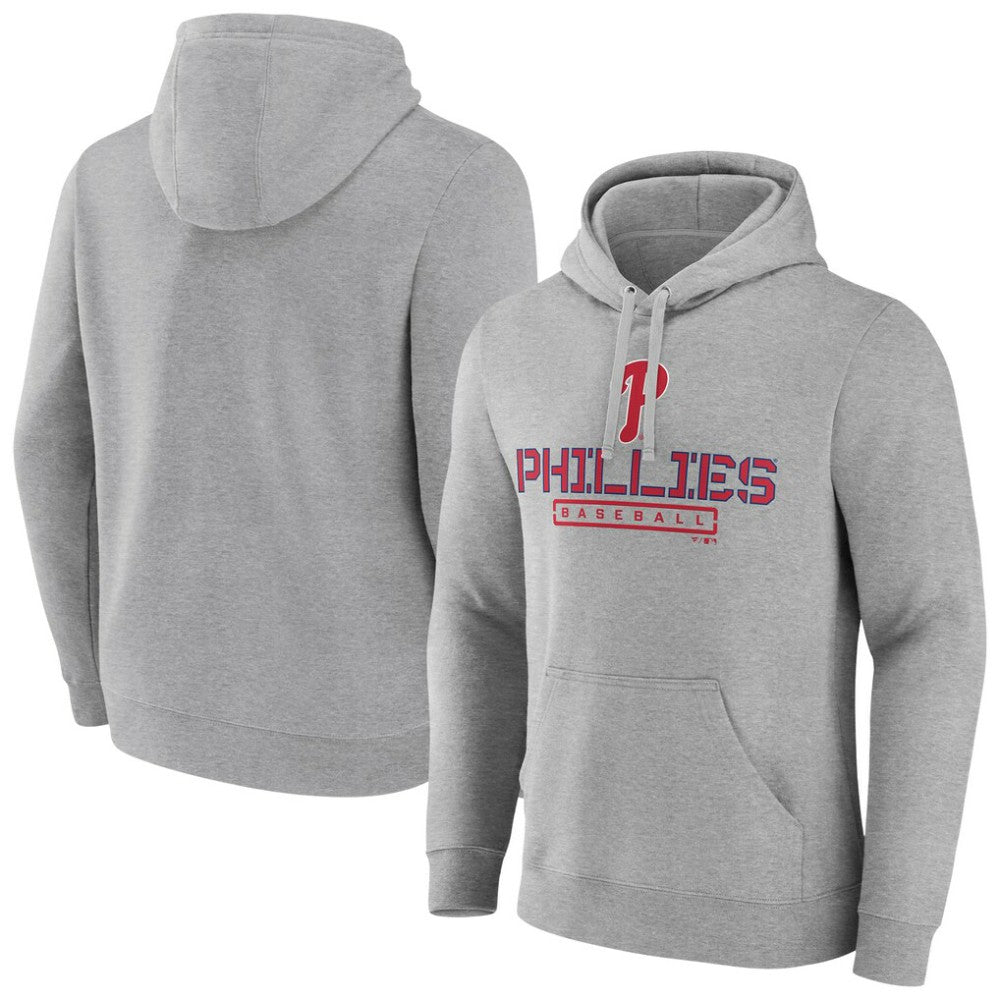 Philadelphia Phillies Evanston Stencil Pullover Hoodie - Gray Hoodies