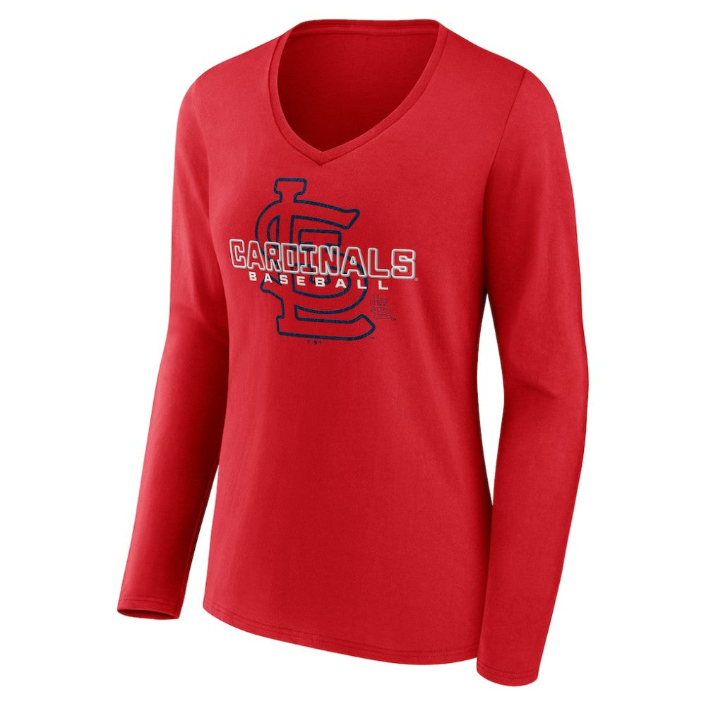 St. Louis Cardinals Women's Stellar Long Sleeve V-Neck T-Shirt - Red T-shirts