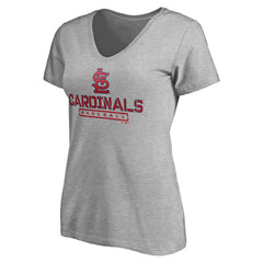 St. Louis Cardinals Women's Evanston Stencil V-Neck T-Shirt - Gray T-shirts