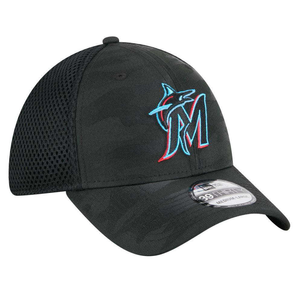 Miami Marlins New Era Subtle Camo 39THIRTY Flex Hat - Black Hats