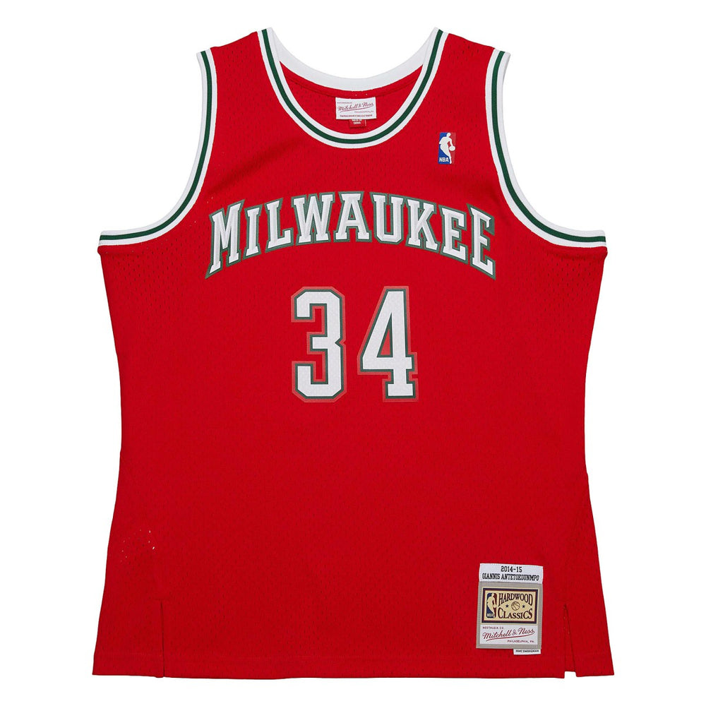 Giannis Antetokounmpo Milwaukee Bucks 2014/15 Hardwood Classics Swingman Jersey Red - Mitchell & Ness