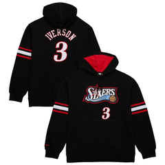 Allen Iverson Philadelphia 76ers Name & Number Pullover Hoodie Black - Mitchell & Ness