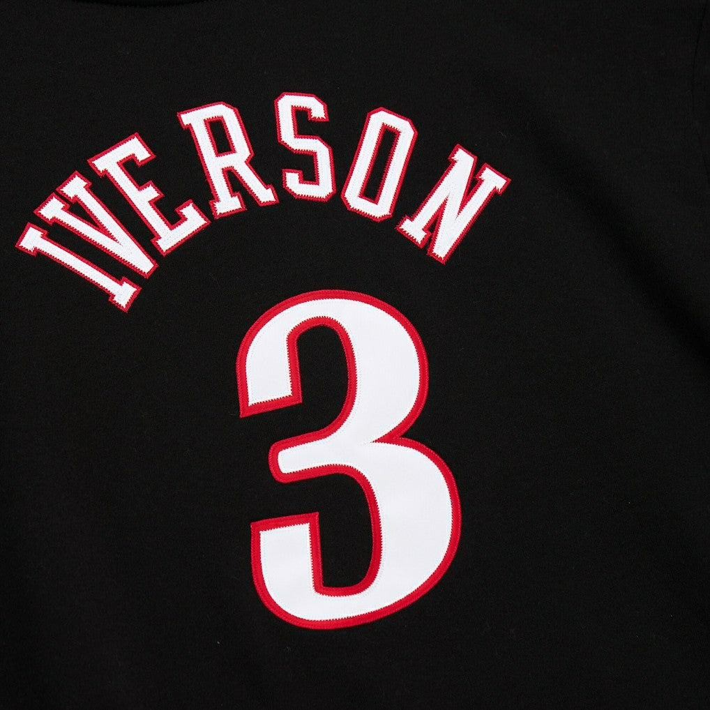Allen Iverson Philadelphia 76ers Name & Number Pullover Hoodie Black - Mitchell & Ness