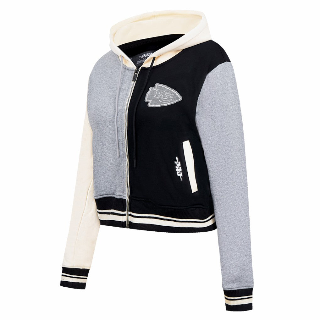 Kansas City Chiefs Pro Standard Women's Reverse French Terry Colorblock Full-Zip Hoodie - Gray Hoodies