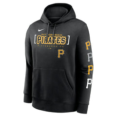 Pittsburgh Pirates Nike Club Stack Pullover Hoodie - Black Hoodies