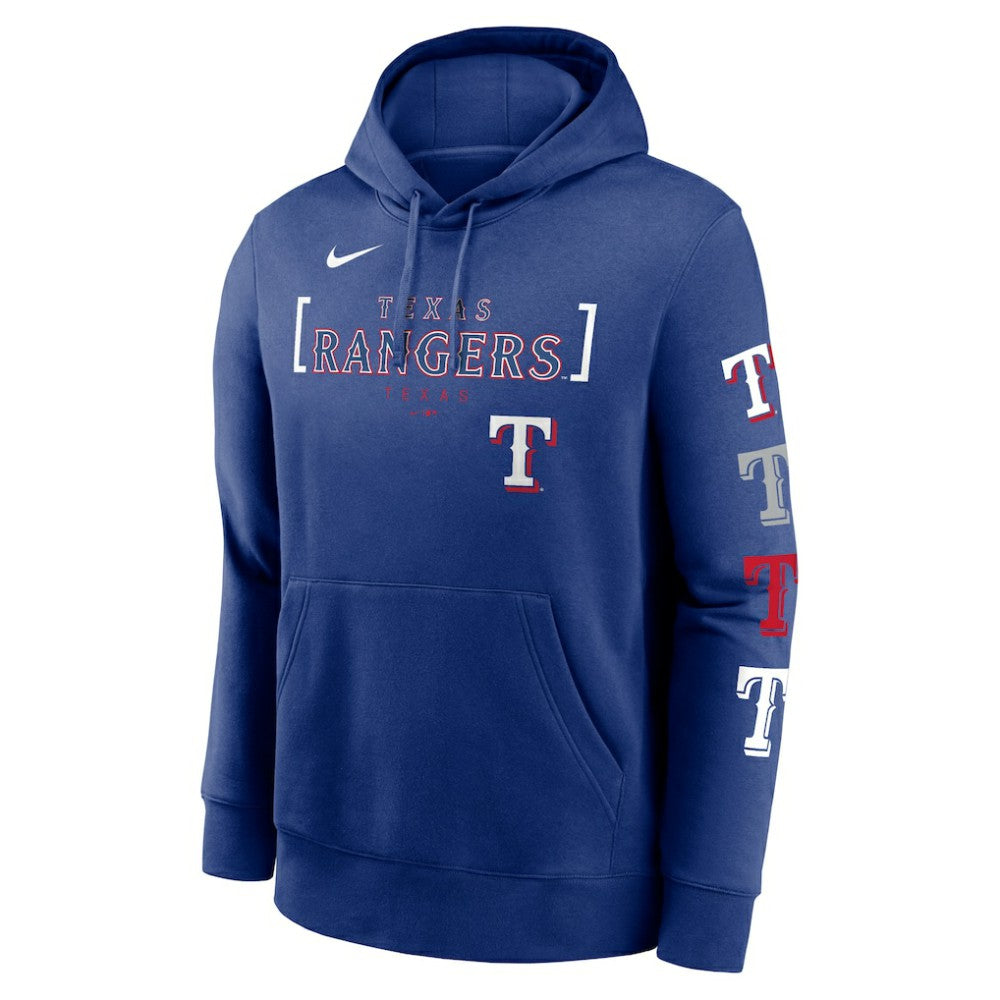 Texas Rangers Nike Club Stack Pullover Hoodie - Royal Hoodies