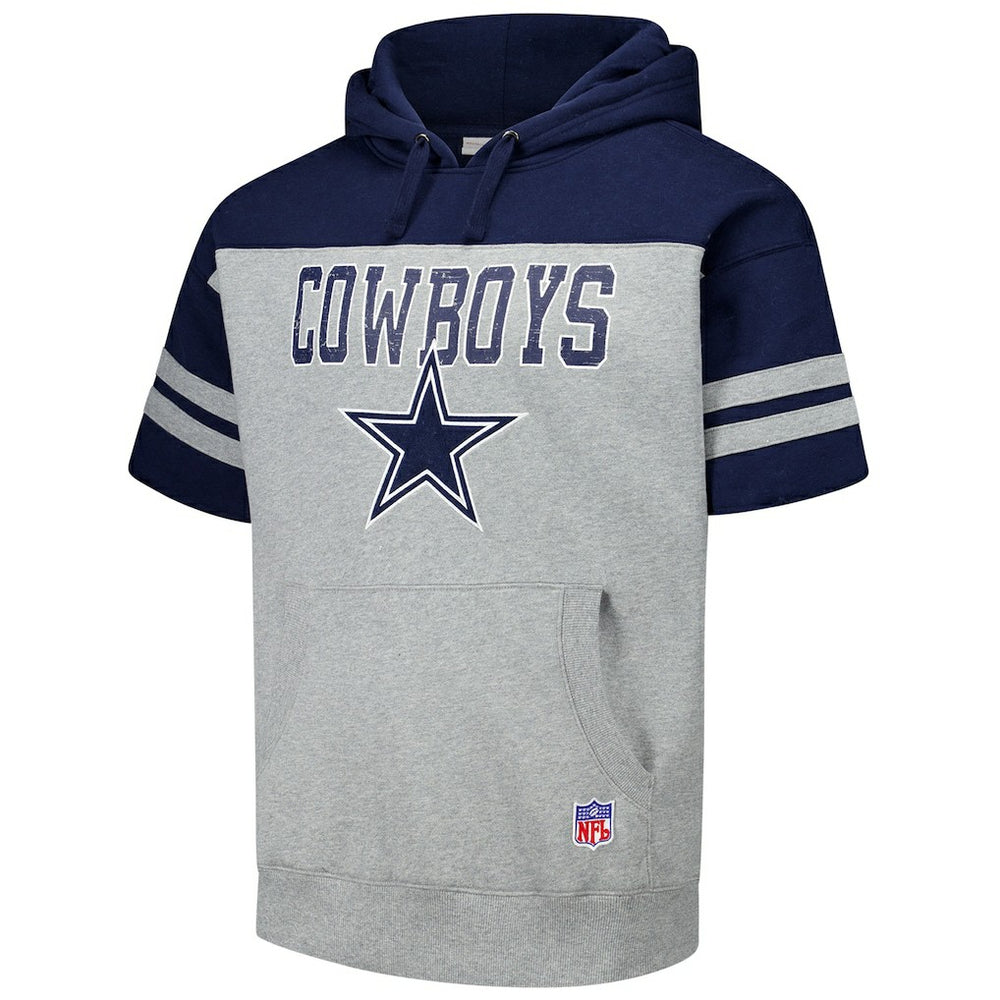 Dallas Cowboys Off Field Vintage Logo Short Sleeve Pullover Hoodie - Gray Hoodies