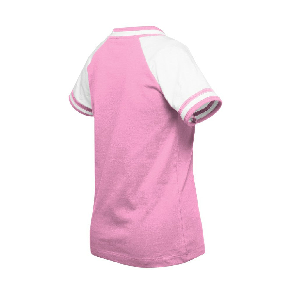Cleveland Guardians New Era Girls Youth Mommy & Me Raglan V-Neck T-Shirt - Pink T-shirts