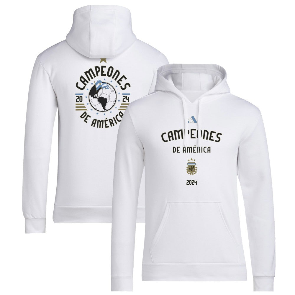 Argentina National Team 2024 Copa America Champions Pullover Hoodie White - Adidas for sale