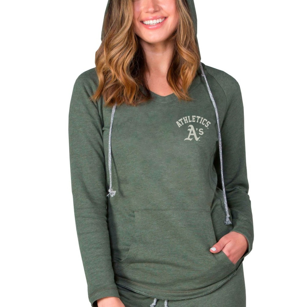 Athletics Concepts Sport Women's Mainstream Terry Tri-Blend V-Neck Pullover Hoodie - Green Hoodies