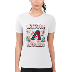 Arizona Diamondbacks G-III 4Her by Carl Banks Women's Super-Slim Fit Lightweight Flowers Graphic T-Shirt - White T-shirts