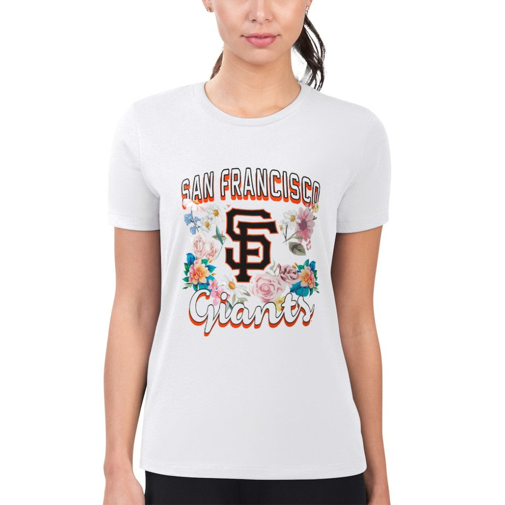 San Francisco Giants G-III 4Her by Carl Banks Women's Super-Slim Fit Lightweight Flowers Graphic T-Shirt - White T-shirts