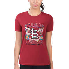 St. Louis Cardinals G-III 4Her by Carl Banks Women's Super-Slim Fit Lightweight Flowers Graphic T-Shirt - Red T-shirts