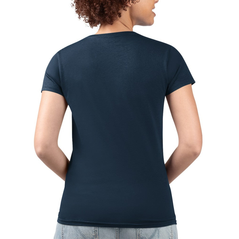 Cleveland Guardians G-III 4Her by Carl Banks Women's Super-Slim Fit Lightweight Flowers Graphic V-Neck T-Shirt - Navy T-shirts
