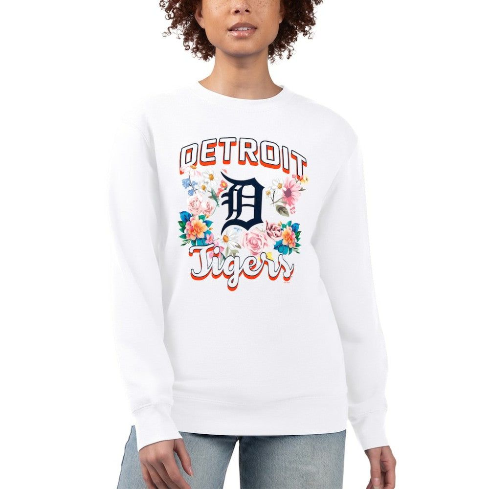 Detroit Tigers G-III 4Her by Carl Banks Women's Flowers Graphic Pullover Sweatshirt - White Pullover