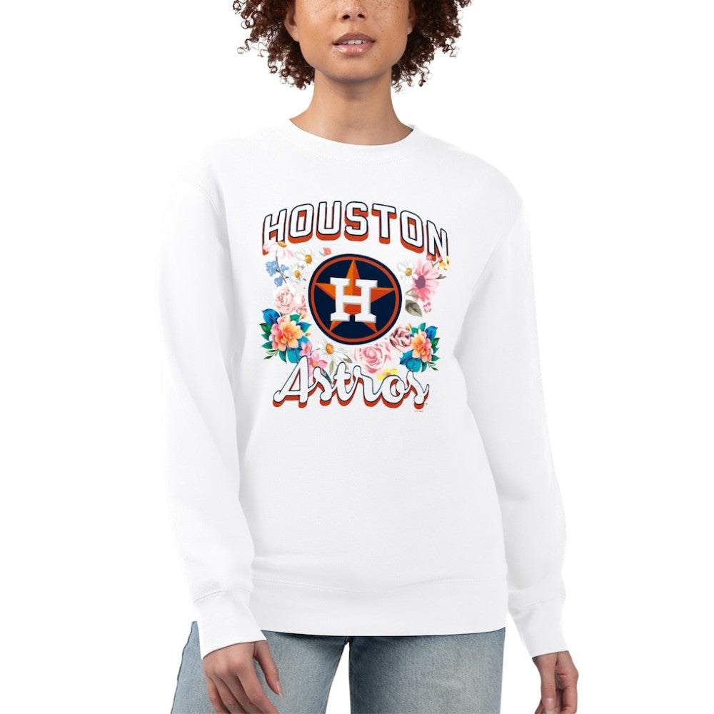 Houston Astros G-III 4Her by Carl Banks Women's Flowers Graphic Pullover Sweatshirt - White Pullover